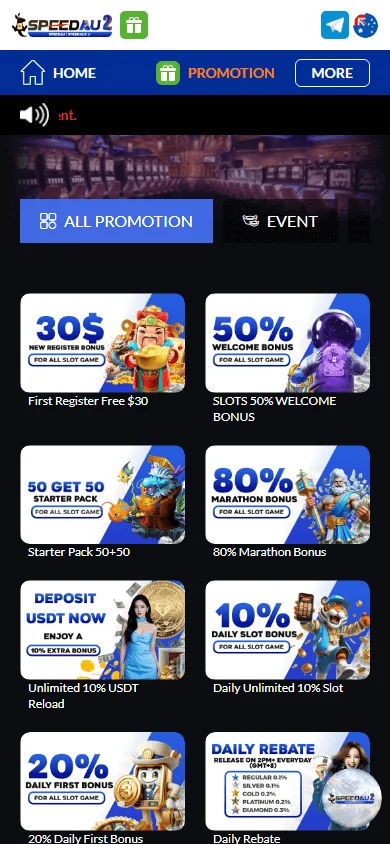 Speedau2 Casino promotions on a mobile device