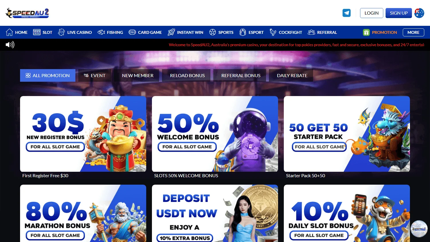 Speedau2 Casino promotions on desktop